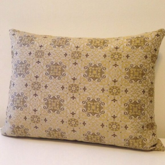 One of a Kind, Handmade Gold/Grey/Black Decorative Pillow Cover 14" x 18" - Picture 2 of 3